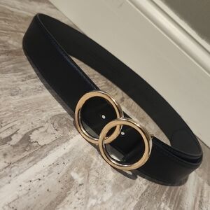 Express Black Belt with Gold Rings